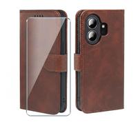 Xiangyun Funda para TCL Nxtpaper 70 Pro con 1 Cristal Templado, Marrón | Piel PU sintética Funda, resistente a golpes y arañazos, esquinas reforzadas, tarjetero integrado, soporte plegable