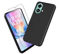 Xiangyun Funda para ZTE Blade A35e Carcasa con 1 Pieza Protector de Pantalla Cristal Templado - Silicona Negro TPU Protección Anti-Choque, Anti-Arañazos Case (6.52")
