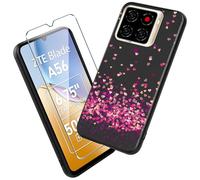 Xiangyun Funda para ZTE Blade A56 Carcasa con 1 Pieza Protector de Pantalla Cristal Templado - Silicona Negro Suave TPU Bumper Case Estuche Caso (6.75" WM85)