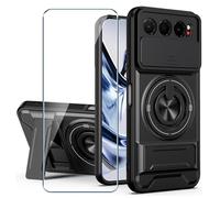 Xiangyun Funda para ZTE Nubia Air (6.78") con Cristal Templado, Carcasa Protectora Militar Resistente a Los Golpes con Cubierta Deslizante para la Cámara y Soporte Metálico de 360° - Negro