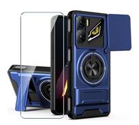 Xiangyun Funda para ZTE Nubia Neo 3 5G (6.8") con Cristal Templado, Carcasa Protectora Militar Resistente a Los Golpes con Cubierta Deslizante para la Cámara y Soporte Metálico de 360° - Azul