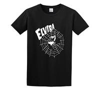 XiangZai Elvira Mistress of The Dark Gothic Spider Web Graphic Cool Unisex 100% Cotton Short-Sleeve T-Shirts Black S
