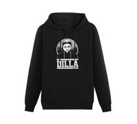 XiangZai J Dilla Hip Hop Hoody Unisex Ptinted Hoodies Long Sleeve Men's Hooded with Pocket Black M
