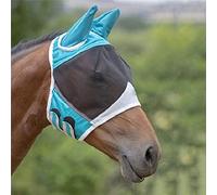 Xiangze Máscara de caballo estándar antimoscas, protección UV, elasticidad para caballo, excelente comodidad, protección para puente de nariz y orejas, sangre caliente para prevenir parásitos (azul