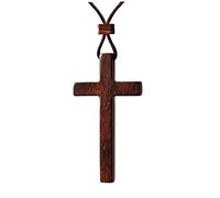 Xianli Wang Collar Colgante Cruz Grande de Sándalo Natural Para Hombres Mujeres Regalo Madera Maciza Casual Suéter Cadena Bautismo Cristiano Navidad Oración Pascua Fe Confirmación Cumpleaños (Rojo)