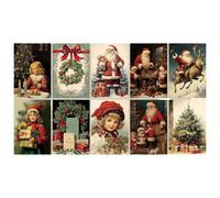 XIANMY Tarjetas postales de Navidad, tarjetas de felicitación, vintage, invierno, Navidad, Papá Noel, juego de tarjetas postales antiguas, decoración de pared, 10 piezas