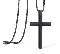 XIANNVXI Cadena de cruz de plata, oro y negro, collar para hombre, cadena de acero inoxidable, cadena para hombre, cadena con colgante de cruz, cadena de bautizo Jesús (40/50/55/60 cm), Acero