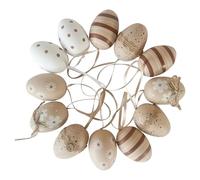 xianshi 12 Huevos de Pascua para Colgar, Decoración de Pascua, Poliestireno, Marrón y Blanco, Adornos para Cestas de Pascua, Regalos de Pascua, 6 cm, Huevos de Plástico Natural para Decoración