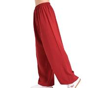 XianXinXn Pantalones De Tai Chi Unisex, Pantalones De Entrenamiento De Yoga Marcial Kung Fu De Lino y Algodón Transpirable Suave Rojo XXL
