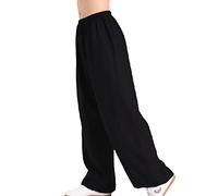 XianXinXn Pantalones De Tai Chi Unisex, Pantalones De Entrenamiento De Yoga Marcial Kung Fu De Lino y Algodón Transpirable Suave Negro 3XL