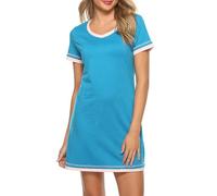XIANYISS Bata de Noche para Mujer, Bata de Manga Corta, Cuello en V, Pijama camisón - Ropa de Descanso y Noche Casual, Prendas de Relax Ultra cómodas (Tallas S a 3XL)