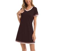 XIANYISS Bata de Noche para Mujer, Bata de Manga Corta, Cuello en V, Pijama camisón - Ropa de Descanso y Noche Casual, Prendas de Relax Ultra cómodas (Tallas S a 3XL)