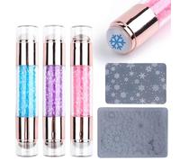 XIANYISS Juego de 3 sellos de uñas de doble extremo con plantillas y herramientas para diseños de uñas, ideal para entusiastas de la manicura y principiantes