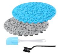 xianynow 2 Piezas Alfombra Perro, Alfombra Comedero Perro con Ventosas, Tapetes para Comer con Pala de Silicona y Cepillo, Ideales para Distraer y Aliviar la Ansiedad Durante el Baño