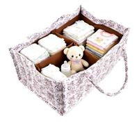xianynow Organizador Pañales para Bebé - Cesta Cambiador Bebe con Scomparti Rimovibili e Maniglie, Canastilla Bebe para Guardería de Toallitas y Artículos, Patrón Floral Elegante