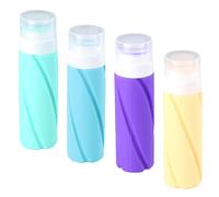 xianynow Set de 4 Botes Viaje Rellenables 100ml, Botes de Silicona Suave, Ideales para Viajes Camping Playa Avión para Gel Champú Cremas y Líquidos