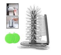 xianzhanEU - Lavadora de vidrio de pie con ventosa, cepillo de cerdas de doble cara, limpiador de botellas para taza de agua, taza, jarra, etc. (con 2 esponjas de silicona)