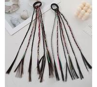 XIAO HUA 2 extensiones de cabello trenzadas para niños, extensiones de cabello trenzadas con bandas de goma, extensiones de cola de caballo trenzadas largas para cosplay, accesorios para el cabello