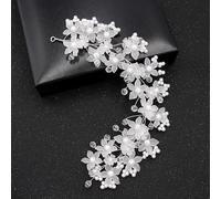 XIAO HUA Horquillas para el pelo de novia con flores y perlas de cristal, accesorios para el cabello, joyería con diamantes de imitación para novias, damas de honor y mujeres (blanco) Q12