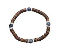Xiao Hua Pulsera de cuentas de concha de coco hecha a mano para apilar, pulsera trenzada ajustable para mujeres y hombres, G, 5,5 cm, cáscara de coco + piedra, 5,5 cm, cáscara de coco + piedra