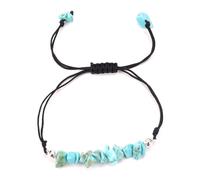 Xiao Hua Pulsera de cuentas hecha a mano, adecuada tanto para hombres como para mujeres, pulsera de cristal de grava natural tejida a mano con cuerda ajustable (azul claro), 22 cm, piedra natural +