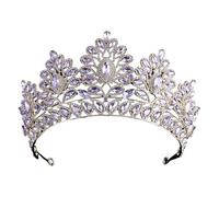 XIAO HUA Tiara de boda para novia, princesa, diadema de novia, corona de novia, diamantes de imitación de cristal, decoración de joyería para el cabello, para reina, novia, cumpleaños, graduación