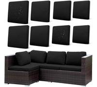 Xiao Ren 8 Piezas Fundas para Cojines de Exterior, Fundas Elásticas Impermeables para Muebles de Jardín, Adecuadas para Terraza y Patio(A:Black)