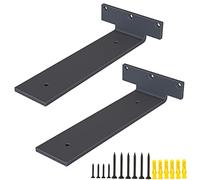 XIAODANKE 2 Piezas Soporte de Estante Oculto de Arte de Hierro Soportes Invisibles de Servicio Pesado Estantes Flotantes Montados en la Pared Estantería de Bricolaje,con Tornillos,Negro (Length 150mm)