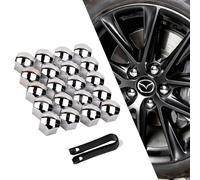 XIAOFEIDAFA 20 Piezas Cubre Tornillos Llantas para Mazda 3 Star Hatchback 2009-2013, Tapones de Tuercas de Rueda Negro Brillante Embellecedores Pernos de Neumáticos,Silver