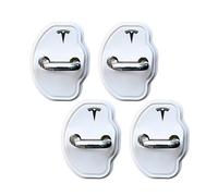 XIAOFEIDAFA 4 Piezas Tapa Protectora Cerradura Puerta Coche para Tesla Model 3 2017-2022,Funda Protectora De Silicona para Cerradura Almohadillas Silenciosas,White