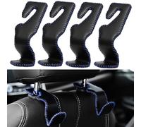 XIAOFEIDAFA 4PCS Ganchos De Cuero para Reposacabezas De Asiento De Coche para Dacia Spring 2021-2026, Gancho para Reposacabeza de Automóvil Ganchos para Asientos de Coche,Black & Blue