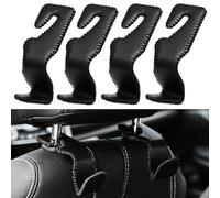 XIAOFEIDAFA 4PCS Ganchos De Cuero para Reposacabezas De Asiento De Coche para Hyundai i20 II Active 2018-2020, Gancho para Reposacabeza de Automóvil Ganchos para Asientos de Coche,Black
