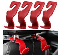 XIAOFEIDAFA 4PCS Ganchos De Cuero para Reposacabezas De Asiento De Coche para Hyundai N Line Creta Azera i10 i20 i30 i40 ix35, Gancho para Reposacabeza de Automóvil Ganchos para Asientos de Coche,Red