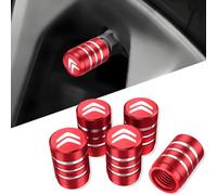 XIAOFEIDAFA 5 Piezas Tapones de válvula de Coche para Citroën C4 Grand SpaceTourer I 2018-2024, Tapones con Sell Aluminio para vástago de válvula de neumático,Resistentes a la Corrosión,Red