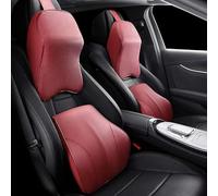 XIAOGUANGFADACAI 1 Set Reposacabezas y Cojín Lumbar para BMW X3 G01 2018-2023, Soporte Cuello Respaldo Coche Cuero Nappa Espuma de Memoria Suave Interior,Red