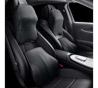 XIAOGUANGFADACAI 1 Set Reposacabezas y Cojín Lumbar para FIAT Panda dal 2003 al 2012, Soporte Cuello Respaldo Coche Cuero Nappa Espuma de Memoria Suave Interior,Black