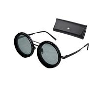 XIAOGUDONG Gafas de sol de color ajustables, 1-9 velocidades, ajustables, polarizadas, redondas, para playa, protección UV, protección UV, personalizable, moda retro (con estuche de espejo), 52 negro