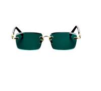 XIAOGUDONG Gafas De Sol De Cristal, Gafas De Sol Cuadradas De Cristal Verde Oscuro Sin Marco, Bordes Cortados En Piedra Natural De Alta Gama, Gafas De Sol Retro Verdes para Hombres Y Mujeres