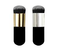 Xiaohan 2 brochas para base, brochas de maquillaje, ideales para mezclar líquidos, crema o cosméticos en polvo impecables (dorado y plateado)