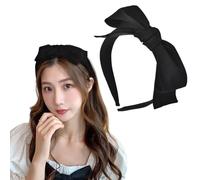 Xiaohan Diadema con lazo negro con lazos anudados, accesorio grande para el cabello para mujeres y niñas