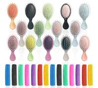 Xiaohan Juego de 28 mini cepillos para el cabello, juego de peines desenredantes, incluye 14 mini cepillos de viaje para el cabello, 14 peines finos y anchos, cabello húmedo y seco para niñas, mujeres