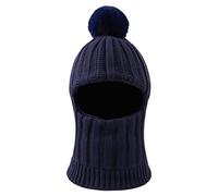 XIAOHAWANG Bebé de Punto Dinosaurio Invierno Balaclava Gorro Pompón Niño Niña Niño Sombrero Bufanda con Orejas Nieve Calentador Cuello 1 a 10 Años (Azul Marino, 6 a 36 Meses)