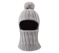 XIAOHAWANG Bebé de Punto Dinosaurio Invierno Balaclava Gorro Pompón Niño Niña Niño Sombrero Bufanda con Orejas Nieve Calentador Cuello 1 a 10 Años (Gris, de 3 a 10 años)
