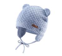 XIAOHAWANG Bebé de Punto Sombrero de Invierno Niño Oso Sombrero Chica Niño Cara Oreja Proteger (Azul Claro, 18-36 Meses)