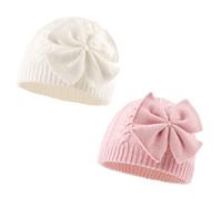XIAOHAWANG Bebé Nudo Invierno Gorro Niña Sombrero Rosa Blanco Gris Gorro de Punto Infantil Orejeras 0 a 6 Años(Blanco+Rosa, S)