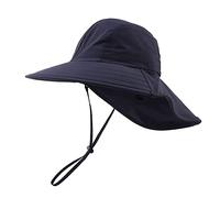 XIAOHAWANG Bebé Sombrero del Sol Gorra de Protección del Cuello del Niño Niña Niños Verano UV Gorra de Protección del Sombrero de Playa (Azul Marino, 50)