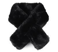 XIAOHAWANG - Bufanda cálida de invierno para mujer de pelo sintético, cuello de forro polar para mujer, Negro, 34.3"(87cm)