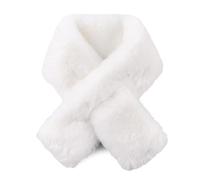 XIAOHAWANG - Bufanda cálida de invierno para mujer de pelo sintético, cuello de forro polar para mujer, blanco, 34.3"(87cm)