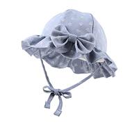 XIAOHAWANG Gorro de Verano para bebé niña protección UV Gorro de Sol Gorro de Verano para bebé algodón con Lazo y Corbata (Flor Azul, M)