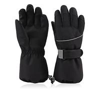 XIAOHAWANG Guantes de esquí para niños, Impermeables, Resistentes al Viento, con Rayas Reflectantes, Antideslizantes, cálidos, protección contra el frío, para niños, Adultos, Negro, L
